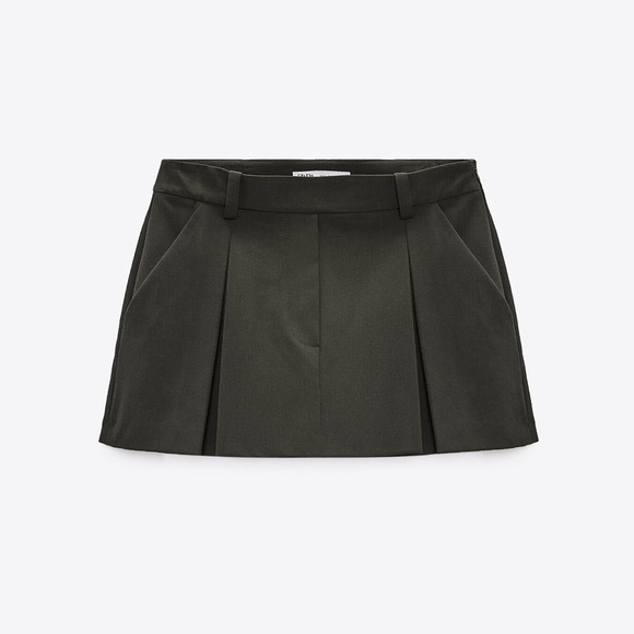 Zara pleated mini skort dark grey khaki - Picture 11 of 11